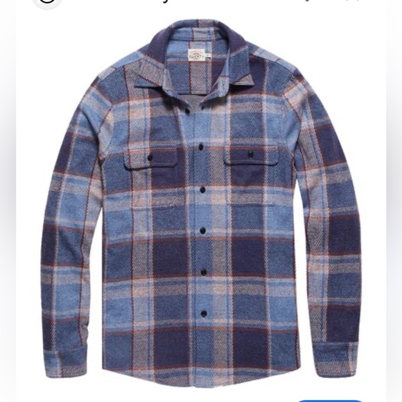 Faherty Legend Ultrasoft Sweater Button Down Shirt Blue Plaid Large - Picture 1 of 8
